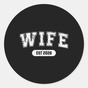 Marriage Bachelor Party Wife and Hubby Est 2026 Classic Round Sticker