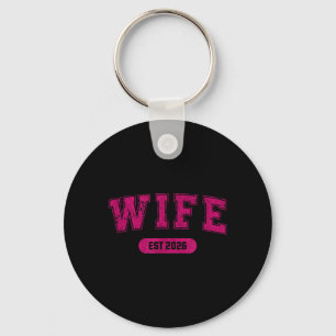 Marriage Bachelor Party Wife and Hubby Est 2026 Keychain