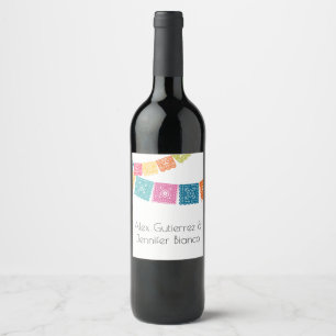 Marriage - Boda - Wedding Papel Picado  Wine Label