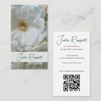 Marriage Celebrant Simple White Floral Business Card
