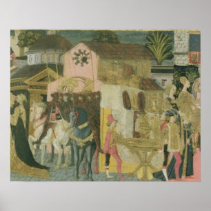 Marriage ceremony painted on cassone panel, Floren Poster