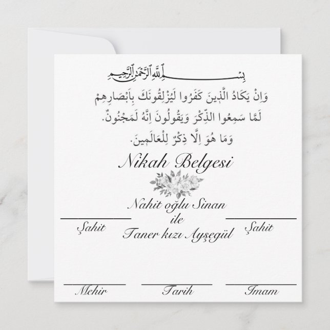Marriage certificate invitation (Front)