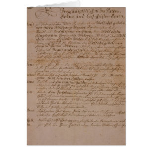 Marriage certificate of Wolfgang,Mozart and Weber
