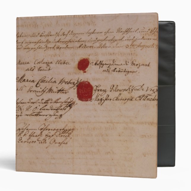 Marriage certificate of Wolfgang,Mozart and Weber Binder (Front/Inside)