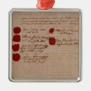 Marriage certificate of Wolfgang,Mozart and Weber Metal Ornament