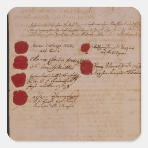 Marriage certificate of Wolfgang,Mozart and Weber Square Sticker