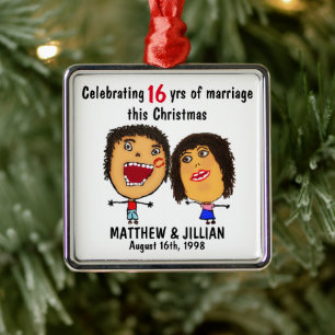 Marriage Christmas Cartoon Metal Ornament