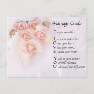 Marriage Creed Announcement Postcard