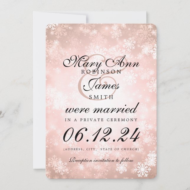 Marriage / Elopement Copper Winter Wonderland Invitation (Front)