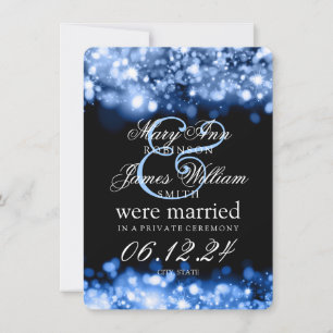 Marriage Elopement Sparkling Lights Sapphire Blue Announcement