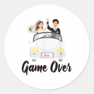 Marriage Game Over Wedding Proposal Engagement Bri Classic Round Sticker