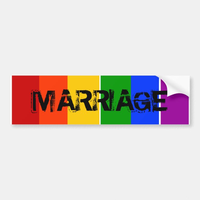 MARRIAGE GAY LGBT RAINBOW BUMPER STICKER (Front)