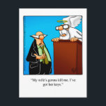 Marriage Humour Postcard<br><div class="desc">Enjoy spreading the laughter with this hilarious marriage humour postcard by artist Bill Abbott. Bill Abbott's cartoon "Spectickles" the internationally syndicated comic has also appeared in Hallmark U.K., Reader's Digest and other fine magazines! Wonderfully funny and slightly sarcastic cartoon characters in hilarious situations that’s sure to bring a smile to...</div>