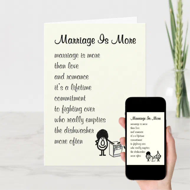 Marriage Is More Funny Wedding Anniversary Poem Card Zazzle 6015