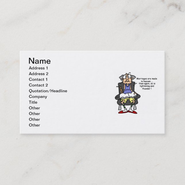 Marriage, Lightning, Thunder Humour Business Card (Front)