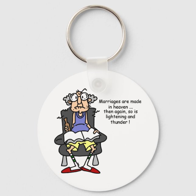 Marriage, Lightning, Thunder Humour Keychain (Front)