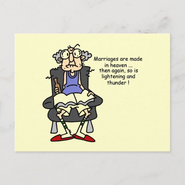 Marriage, Lightning, Thunder Humour Postcard (Front)