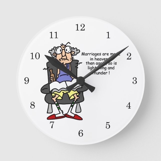 Marriage, Lightning, Thunder Humour Round Clock (Front)