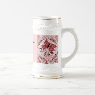Marriage memories; Butterfly Dusty Pink Beer Stein