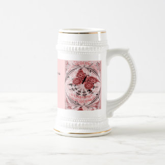 Marriage memories; Butterfly Dusty Pink Beer Stein