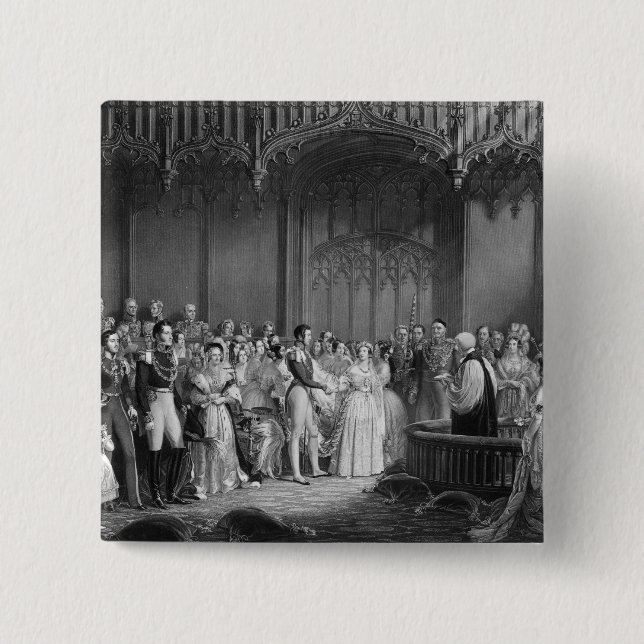 Marriage of Queen Victoria  and Prince Albert 2 Inch Square Button (Front)