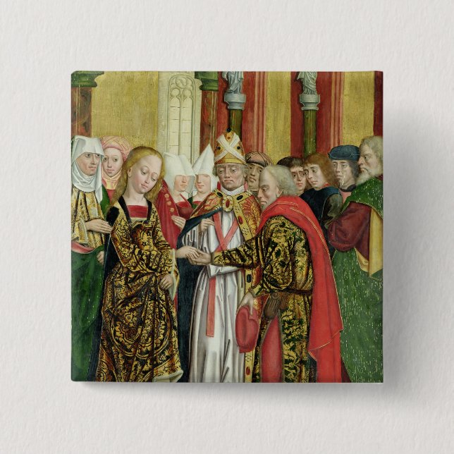 Marriage of the Virgin, from the Dome Altar, 1499 2 Inch Square Button (Front)