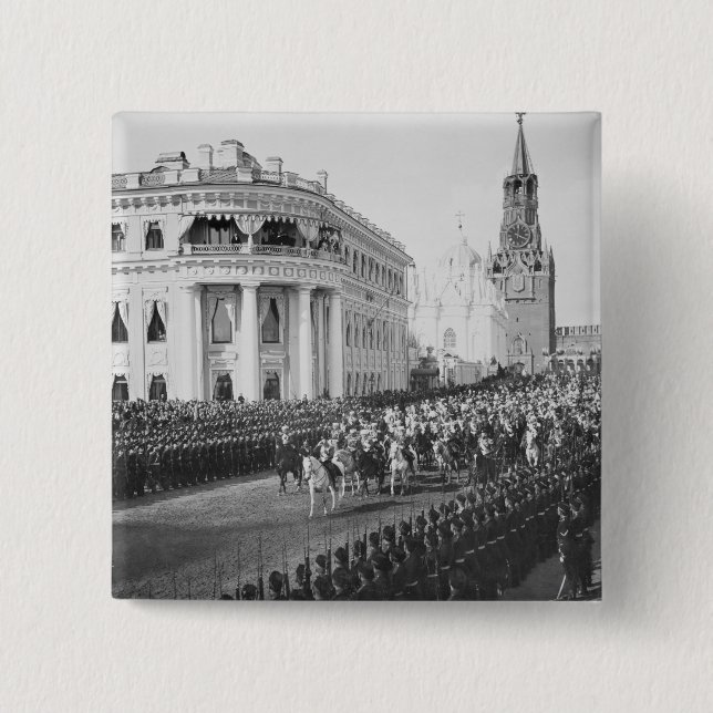 Marriage of Tsar Nicholas (1868-1918) to Alexandra 2 Inch Square Button (Front)