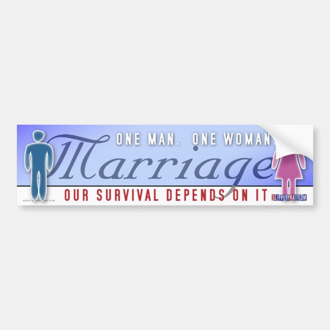Marriage "One Man... One Woman" Bumper Sticker (Front)