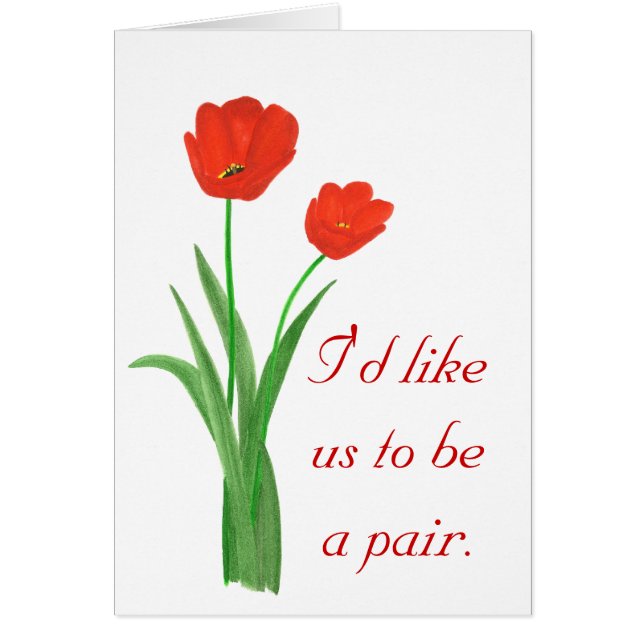 Marriage Proposal Card,  Red Tulips (Front)