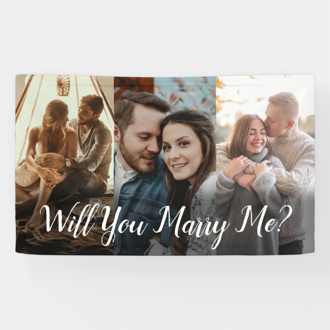 Marriage Proposal Will You Marry Me 3 Colour Photo Banner (Horizontal)