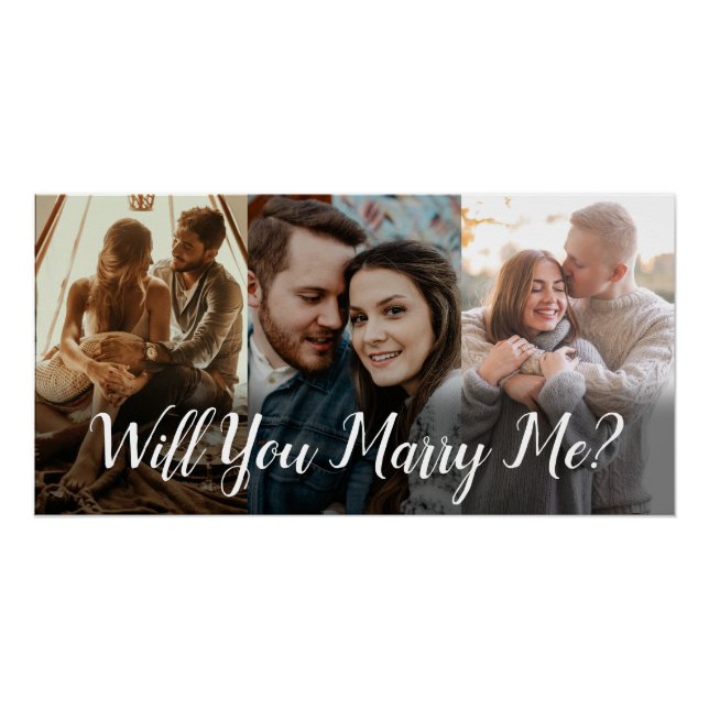 Marriage Proposal Will You Marry Me 3 Colour Photo Poster (Front)