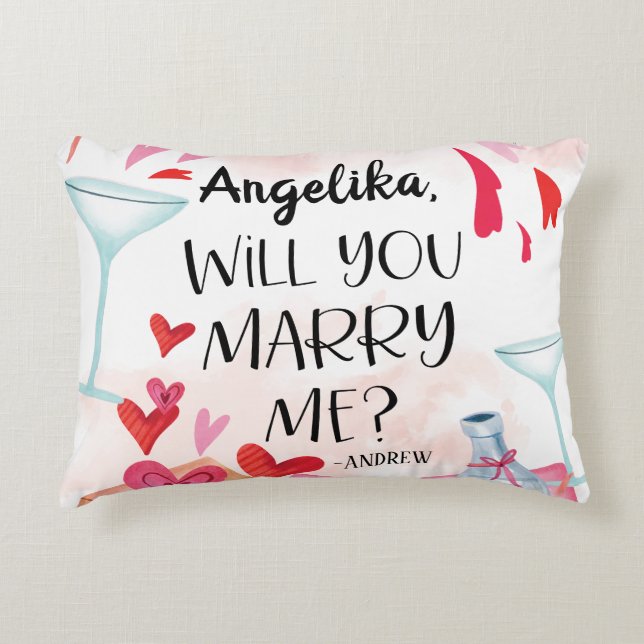 Marriage Proposal | Will You Marry Me? Custom Name Accent Pillow (Front)