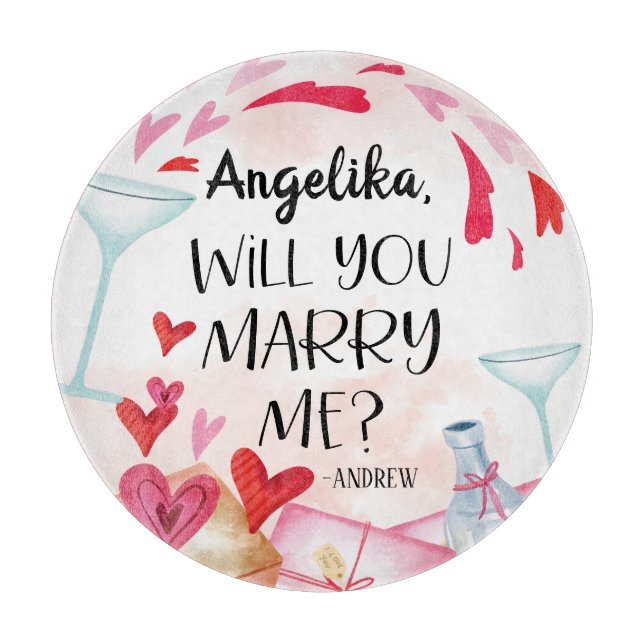 Marriage Proposal | Will You Marry Me? Custom Name Cutting Board (Front)