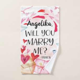 Marriage Proposal   Will You Marry Me? Custom Name Hand Towel
