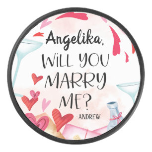 Marriage Proposal   Will You Marry Me? Custom Name Hockey Puck