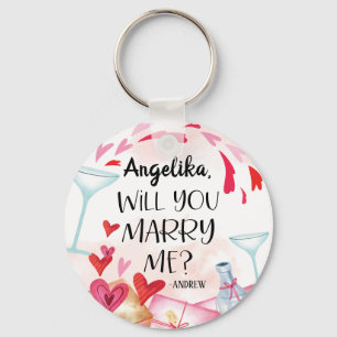 Marriage Proposal   Will You Marry Me? Custom Name Keychain
