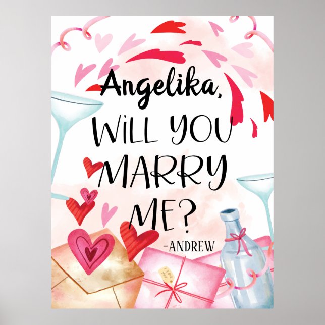 Marriage Proposal | Will You Marry Me? Custom Name Poster (Front)
