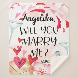 Marriage Proposal   Will You Marry Me? Custom Name Sherpa Blanket