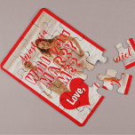 Marriage proposal will you marry me your photo red jigsaw puzzle<br><div class="desc">"Will you. marry me?" Pop the question in your own unique way! Follow your heart and make a surprising keepsake cute marriage proposal gift to your girlfriend to savour the memories of your beginnings all your life! Personalize it with your favourite couple photo,  your text,  and names.</div>