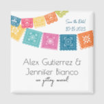 Marriage - Wedding Papel Picado Save The Date Magnet<br><div class="desc">.: This modern,  minimalist,  colorful design features colorful Mexican wedding flags.
.: Coordinating items are available in my store - both stationary,  decor and other celebration supplies
.: A colorful,  loving way to celebrate your union</div>