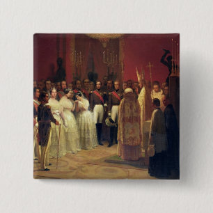 Marriages of Queen Isabella II 2 Inch Square Button