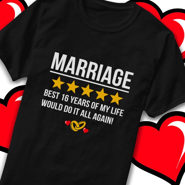 Married 16 Years Cute 16th Wedding Anniversary T-Shirt (Creator Uploaded)