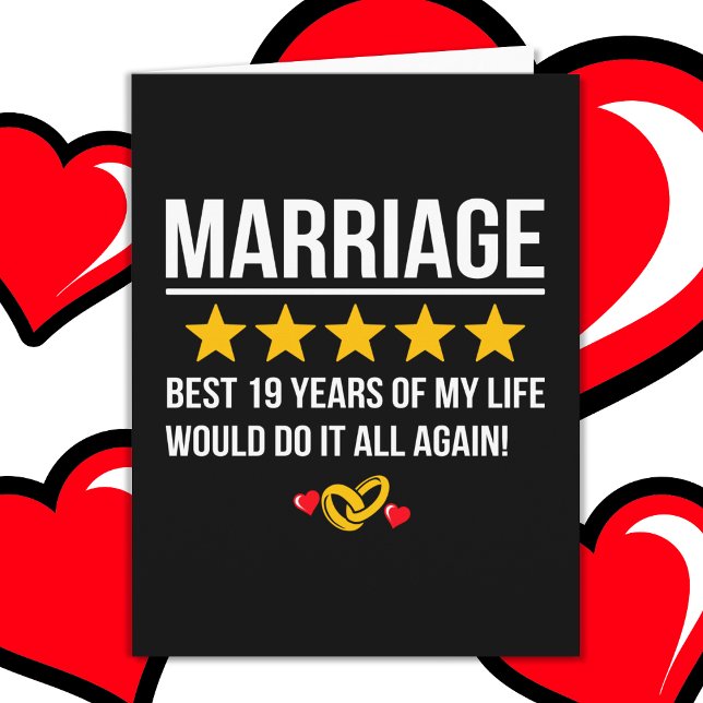 Married 19 Years Cute 19th Wedding Anniversary Card (Creator Uploaded)