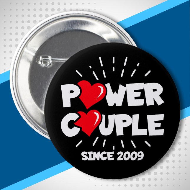 Married 2009 - Power Couple - Wedding Anniversary 2 Inch Round Button (Creator Uploaded)