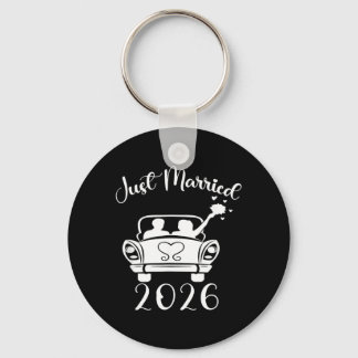Married 2026 Wedding Rings Matching Couple Keychain