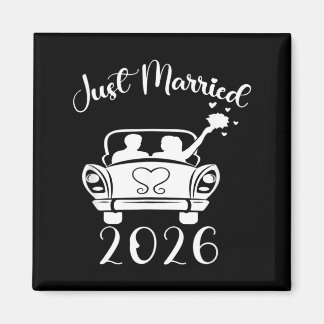 Married 2026 Wedding Rings Matching Couple Magnet