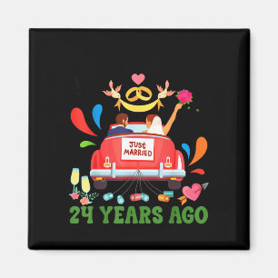 Married 24 years ago funny 24th anniversary couple magnet