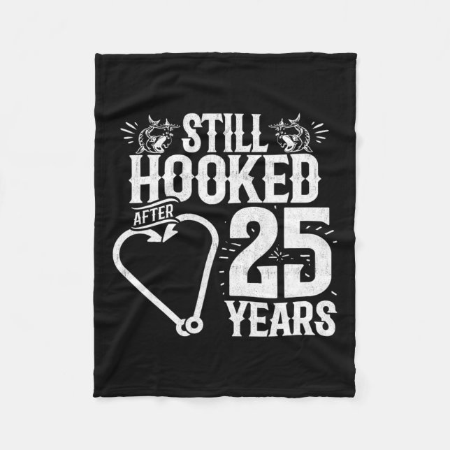 Married 25 Years - Fishing Couple - 25th Wedding A Fleece Blanket (Front)
