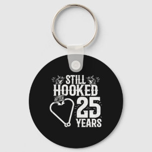 Married 25 Years - Fishing Couple - 25th Wedding A Keychain