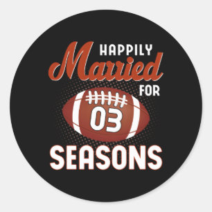 Married 3 Years Wedding Anniversary Football Classic Round Sticker